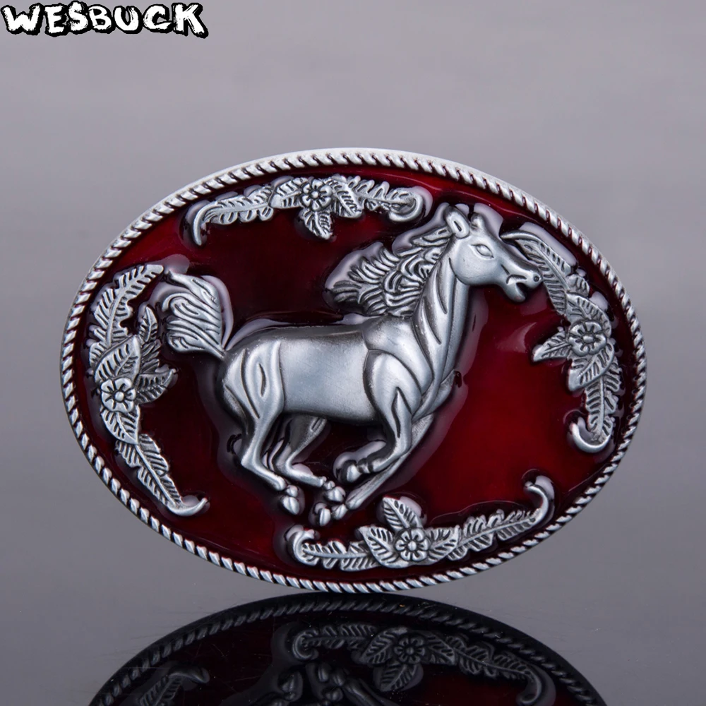 

WesBuck Brand Red Horse Metal Belt Buckles for Man Women Western Buckles Cowgirls Marvel Buckle Cool Cowboy Paracord Hebilla