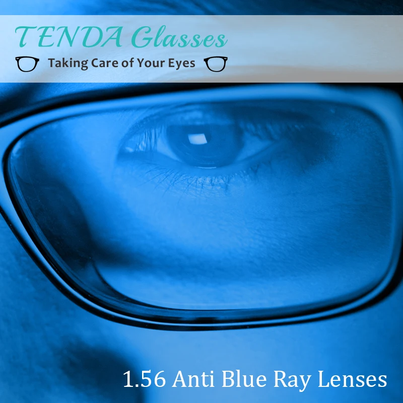 Comprar 1,56 lentes de receta clara asféricas de visión única Anti Rayo Azul lentes ópticos para ojos miopía gafas de ordenador