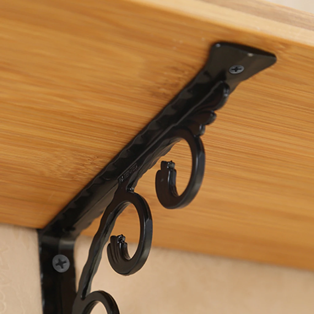 PACK 2PCS Wall Mounted Shelf Support Brackets Plank Board Rack Supporter with 4PCS Anchoring Anchor Bolt Expansion Screws	