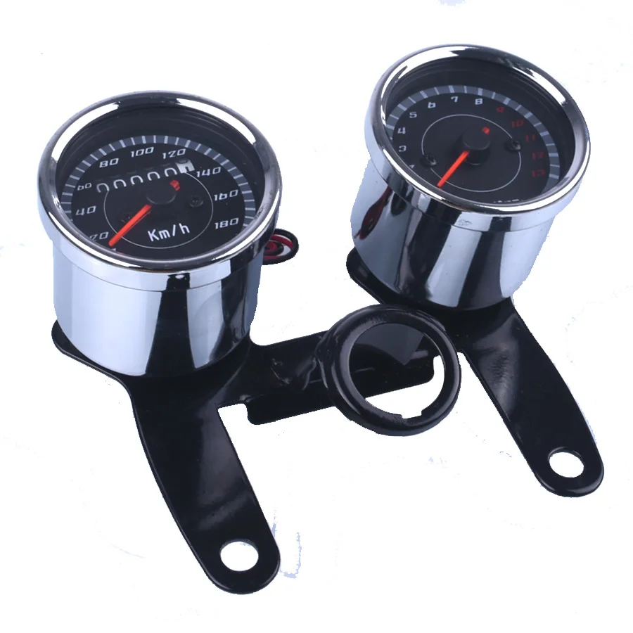Universal Motorcycle Speedometer Odometer Gauge 0180km/h 13000 RPM LED