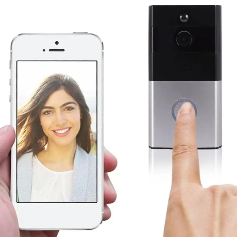 

Battery Powered PIR Motion Sensor IP Camera Smart Wireless WiFi Video Doorbell Intercom Kit with Ourdoor Bell + Indoor Bell