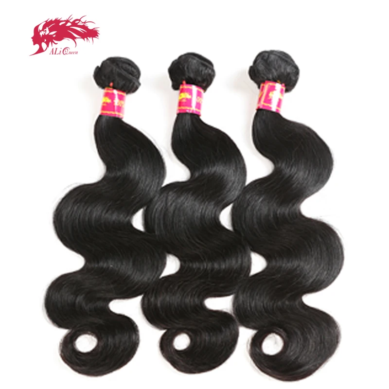

Ali Queen Products Unprocessed Virgin Hair Bundles Brazilian Weave Human Body Wave Natural Color 10-26 Inch Double Drawn