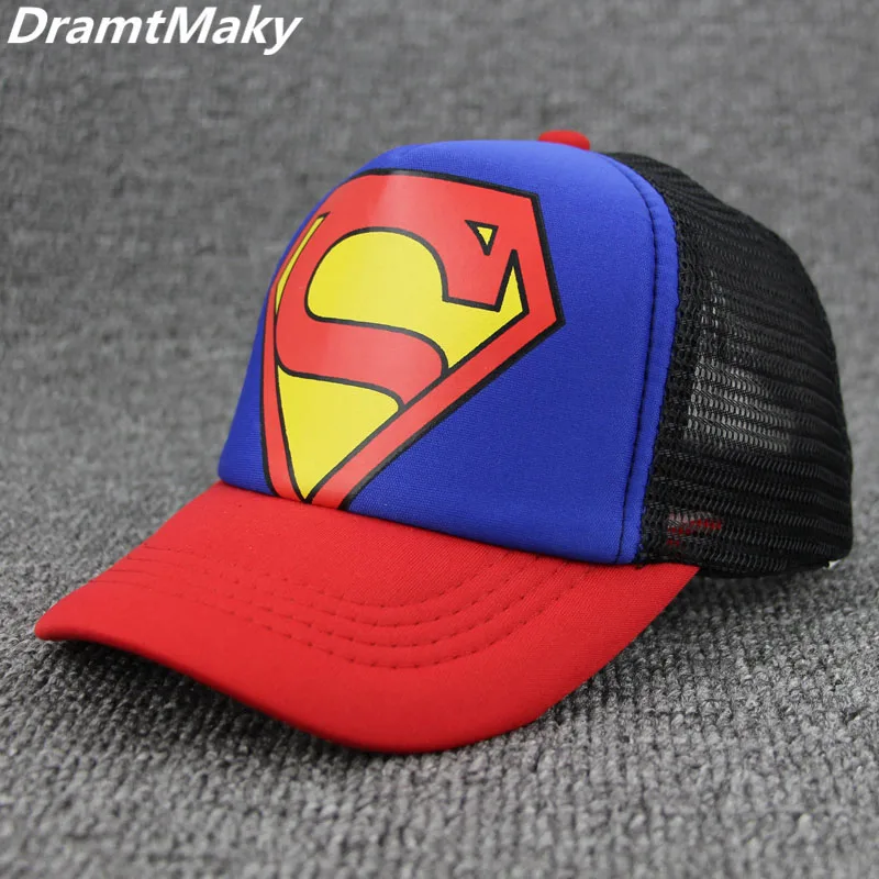 

Fashion Superman Baseball Caps Hip Hop Cap Children Kids Snapback Caps Gorras Planas Male Mesh Summer Hats New wholesale bone