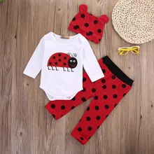 3pcs suit!! Newborn Infants Baby Boys Girls Rompers +Long Pants +Hats cartoon Outfits Set Clothes