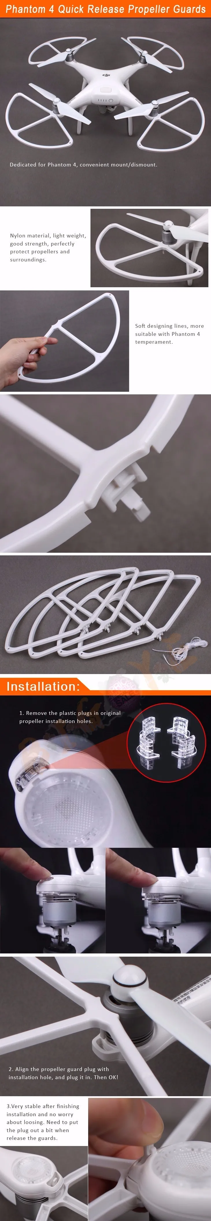 8pcs/lot Plastic Quik Release Propeller Guard For DJI Phantom 4 RC Quadcopter Accessories Blade Protector
