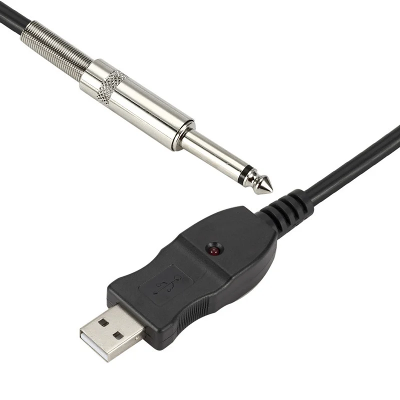 3m Portable 1/4 6.3mm Guitar Bass To USB Interface Link Connection PC Instrument Cable Audio Adapter USB Guitar Cables