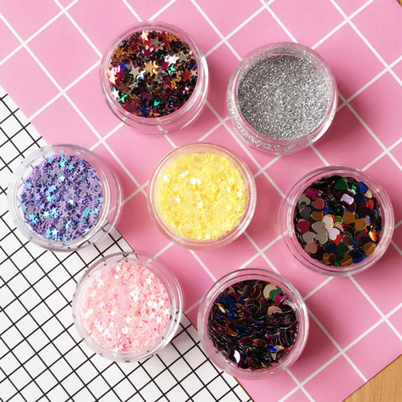 

Super Chunky Eye Glitter Star/Moon/Heart Nail Face Body Eyes Sequins Decorations With Glue Set For Dance Party