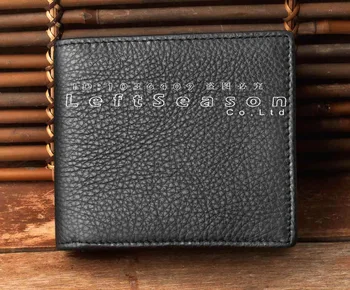 

Mens Vintage Premium Leather Wallet Short Bifold Black Cowhide Card Holder Cion