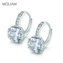 MOLIAM высокого класса Мода Кристалл циркония левербэк обруч Серебряная Сережка для женщин серьга ювелирные украшения Лидер продаж MLE027