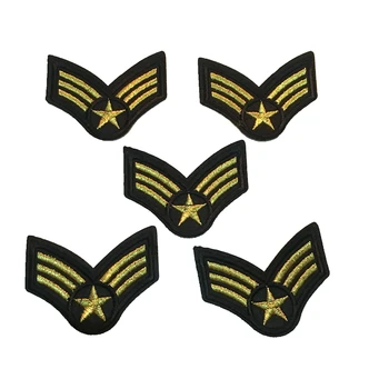 

New 10 Pieces/lot Gold Star Applique Embroidered Patches for Clothes DIY Iron on Air Force Badge Embroidery Patch Decoration