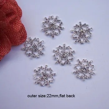 

(J0174) 100pcs/lot, 22mm diameter snowflake crystal button,silver plating