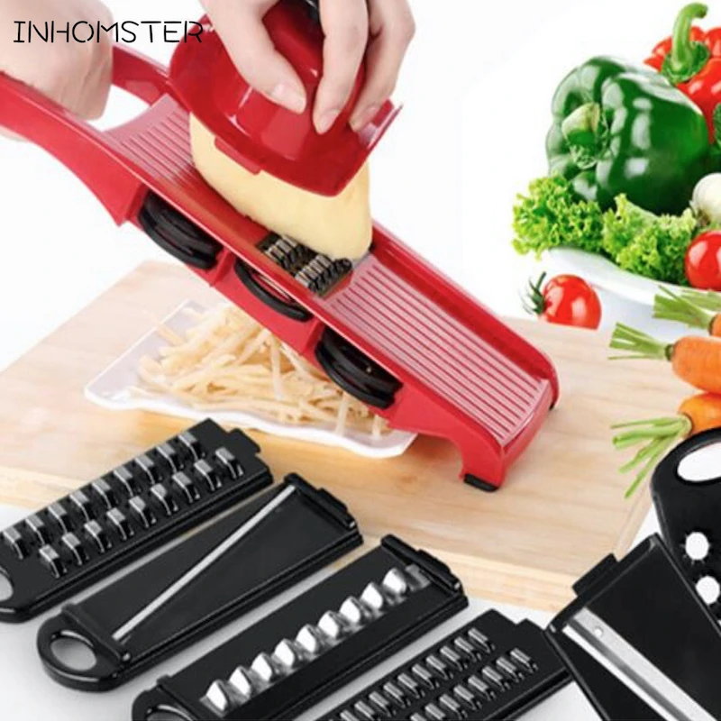  free shipping 6 Piece Blades Mandoline Slicer + 1 Julienne Peeler Vegetable Slicer Fruit Vegetable Tools Kitchen Accessories 