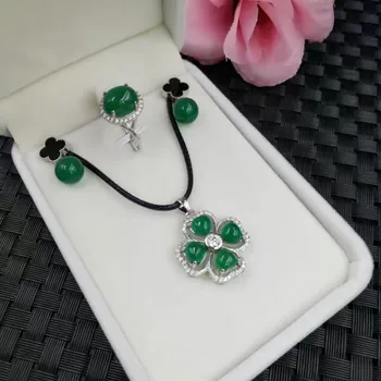 

Chalcedony Pendant Clover Pendant Ring Earrings Agate Chloasma S925 Silver Chrysanthemum Chrysanthemum Women Gifts