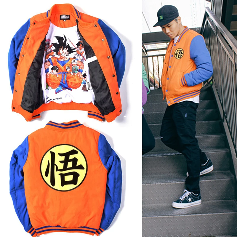 Anime Dragon Ball Son Goku Varsity Jacket Autumn Winter Casual Sweatshirt Hoodie Coat Jacket 