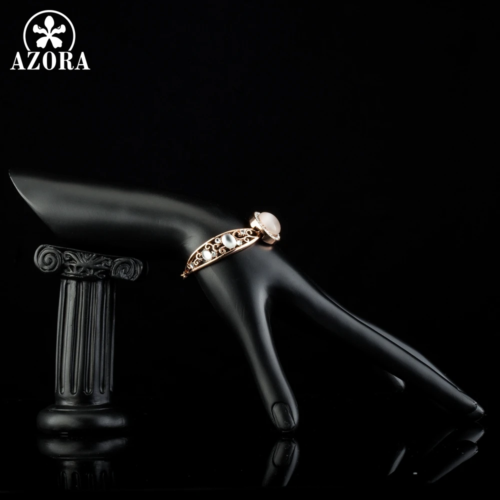 AZORA Luxury New Geometric Ancient Pattern Cat's Eye Stone Chain Link Bracelet Women Adjustable Bracelets Fashion Jewelry TS0181