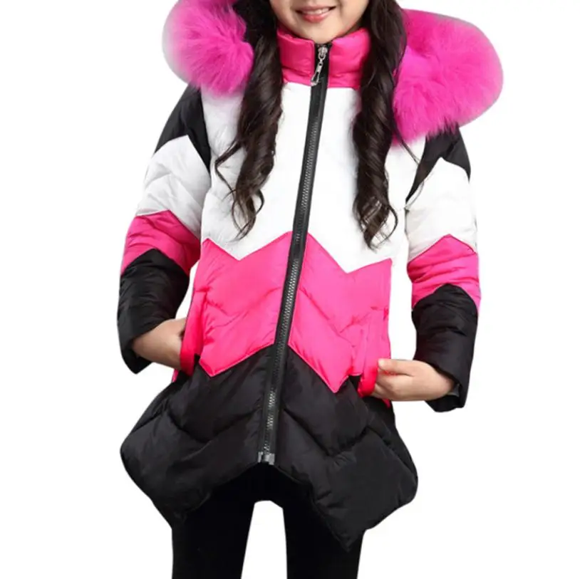 Детская зимняя верхняя одежда для девочек; куртка средней длины; теплое шерстяное пальто с капюшоном; NO2