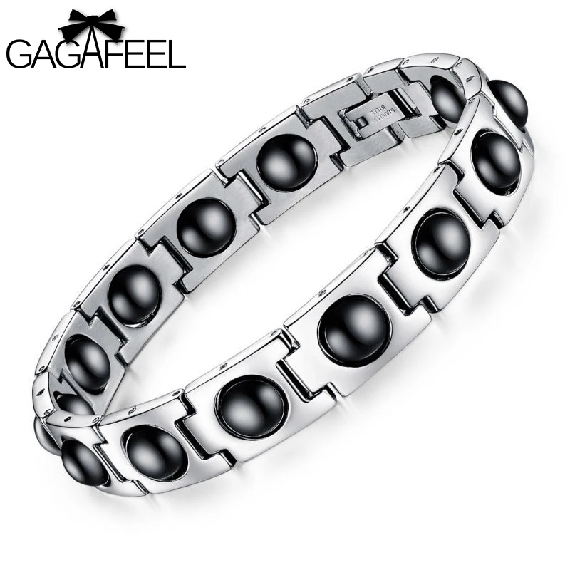 

New Men Male Personalized Health Magnetic Titanium Steel Bracelet Bangles Casual Wristband Luxury Jewelry Friendship Gifts B635