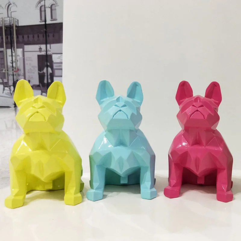 Маленький размер 13 цветов креативные скандинавские абстрактные геометрические смолы статуэтка собаки современный минималистский французский Бульдог Статуэтка украшение