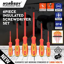 HORUSDY 6Pcs Multi-function Screwdriver Set Precision Insulated Screwdriver Magnetic Head Computer Plus Point Repair Tool Set 9 in 1 electricians grade insulated screwdriver set pp coating anti shock red handled magnetic head 1000volt repair hand tool