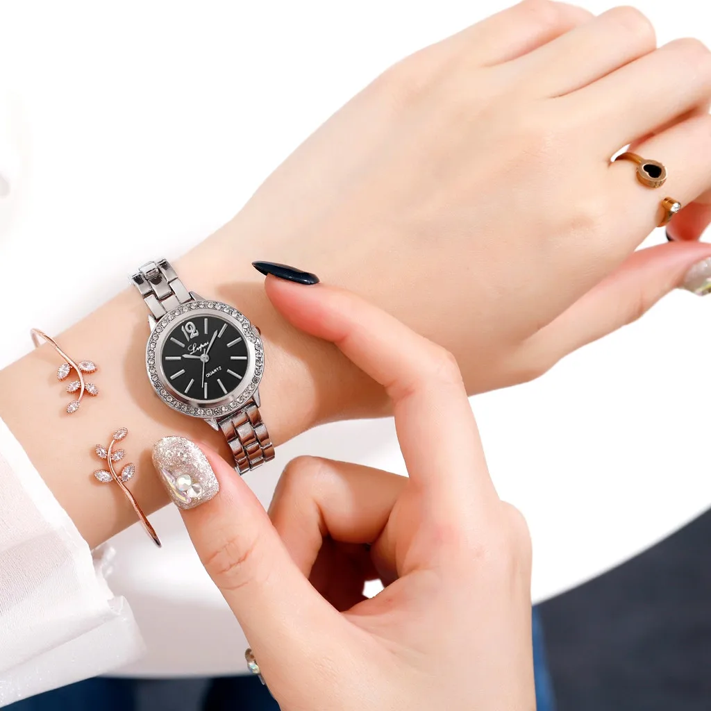 Reloj mujer простой сплав ремешок дамы браслет часы модный циферблат Циферблат маленькие и изысканные женские часы