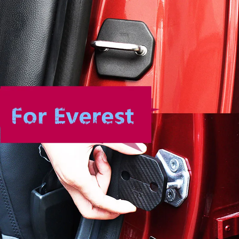 ABS Carbin Fibre Door Lock Protective Cover & Stopper For Ford Everest