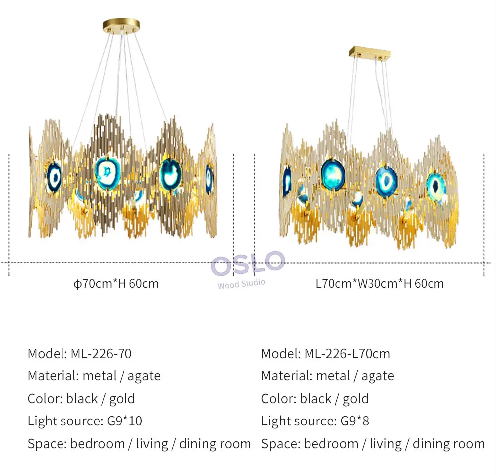 Современная люстра в скандинавском стиле, Металлическая лампа, корпус, агатовый орнамент, Золотая Роскошная фойе, украшение для спальни отеля, светодиодный светильник G9, подвесная люстра