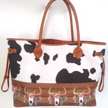 Сумка-тоут с полосками коровы и шнуром, Холщовая Сумка-тоут с изображением животных и снеговика, дизайнерская сумка-тоут с отделкой из искусственной кожи с ручкой, модель DOM1091226