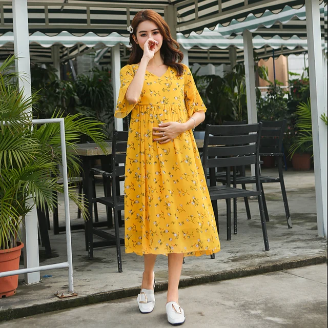 chiffon maternity maxi dress