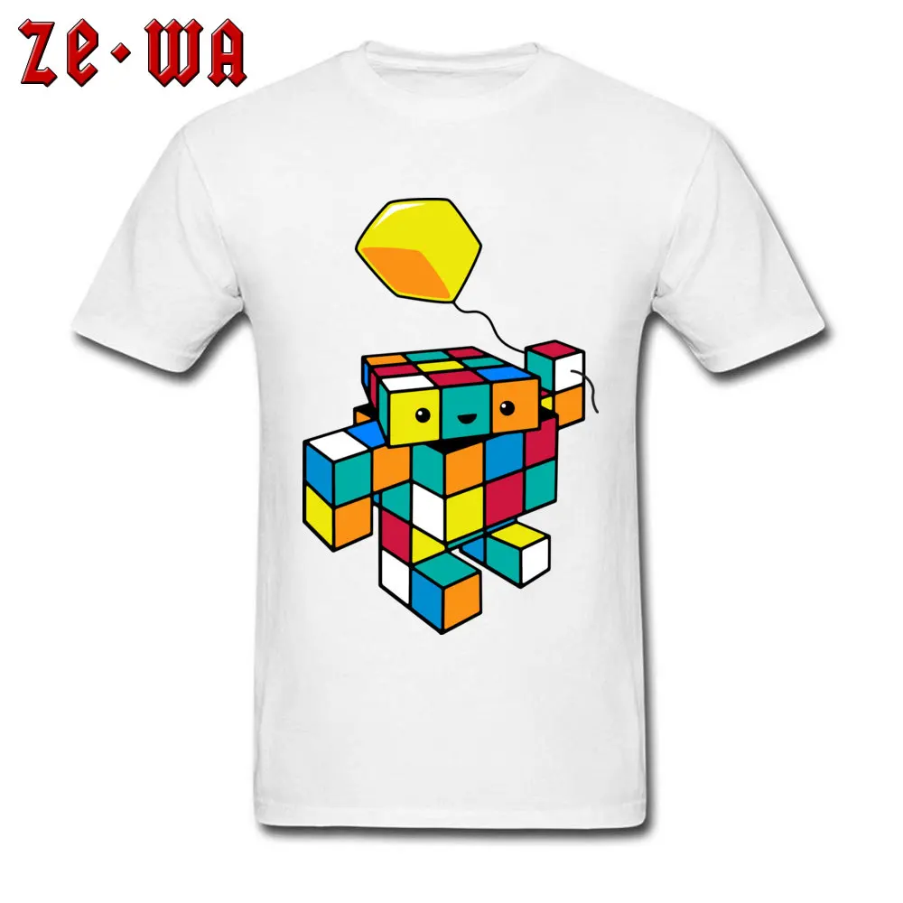 CUBE WITH A CUBE Cool T-shirts for Men 100% Cotton Lovers Day Tops & Tees Custom Tops Tees Short Sleeve Family O-Neck CUBE WITH A CUBE white