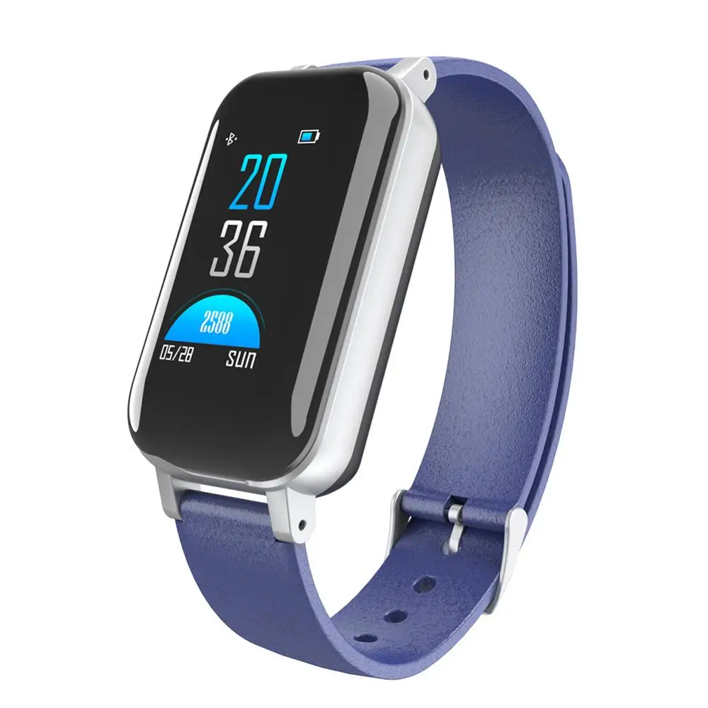 Новинка, Смарт-часы, Bluetooth, наушники для мужчин и женщин, мониторинг сердечного ритма, артериального давления, LEMFO, M1, Смарт-часы для мужчин, для Android IOS - Цвет: Blue