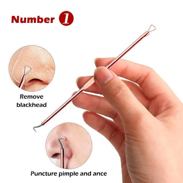 Rose Gold Acne Removal Needle Pimple Needle Blackhead Remover Acne Treatment Acne Needle Black Mask Acne Extractor Remover 4PCS