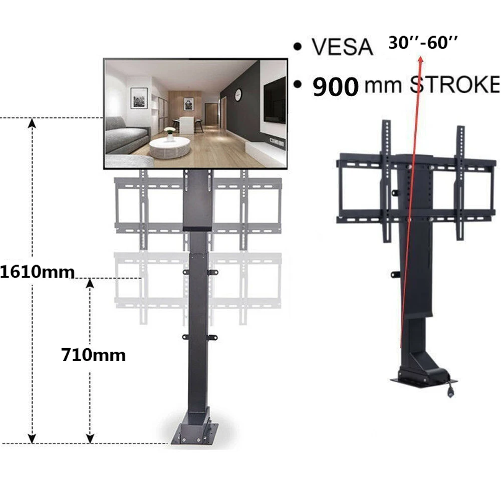 

ECO 900mm 750N 30'' to 60'' Electric Motorized TV Stand Mount Bracket & Remote Control Max Height TV Lift with Memory Function