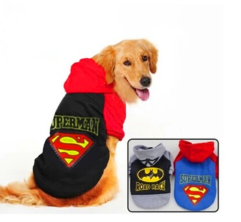 

S/M/L/XL/2XL/3XL/4XL/5XL Cheap brand superman clothes for big pet large dog thickening costume pet products for winter