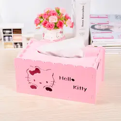 Hello kitty Пластиковая деревянная доска тканевая коробка полый резной бумажный полотенце Настольный ящик для хранения бумажная коробка