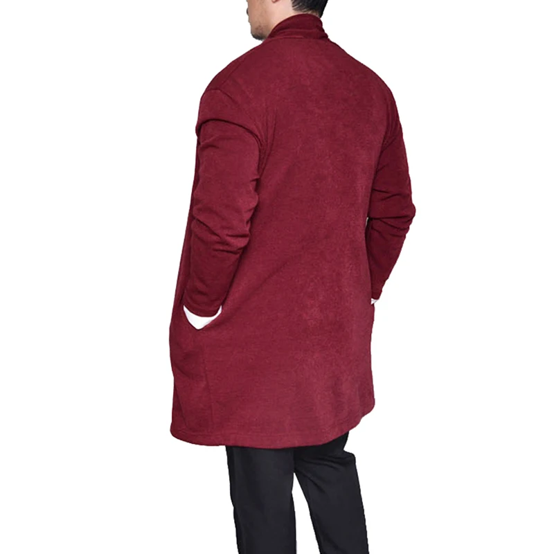 Удлиненный мужской свитер, кардиган, однотонный цвет, мужские кардиганы, бренд, 1 пуговица, длинный рукав, вязаные свитера, мужские повседневные куртки