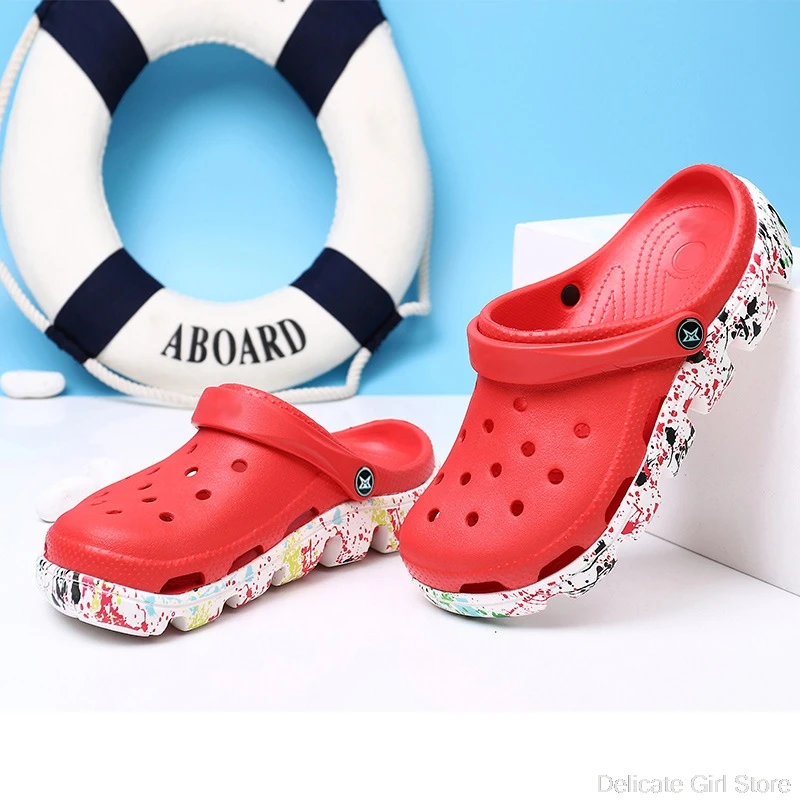 

2019 Summer Women&Men Slippers Clogs Mules Eva Flip Flops Beach Garden Shoes Fashion Breathable Sandals Outdoor Jelly shoes