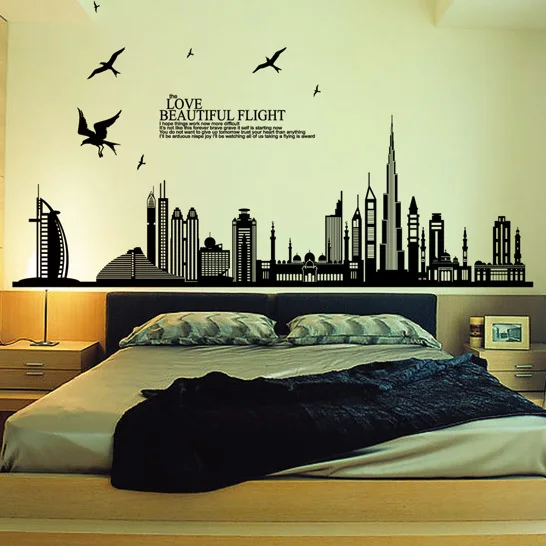 removable vinyl wall sticker new arrival dubai city landscape wall
