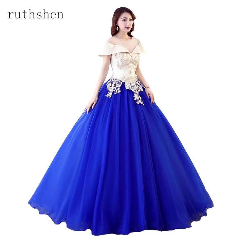 Бальное платье Королевского синего цвета с аппликацией пышные бальные платья с глубоким вырезом Robe De Bal 15 16 милые шестнадцать дебютантных платьев