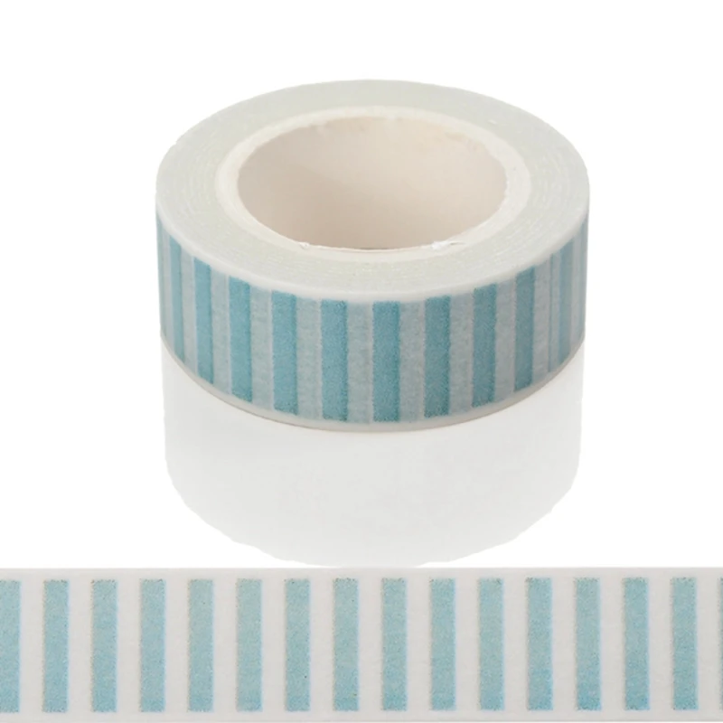 

10m*15mm Light Blue Stripes Washi Tape DIY Decorative Tape Color Paper High Quality Office Adhesive Tapes Easy To tear 1 PCS
