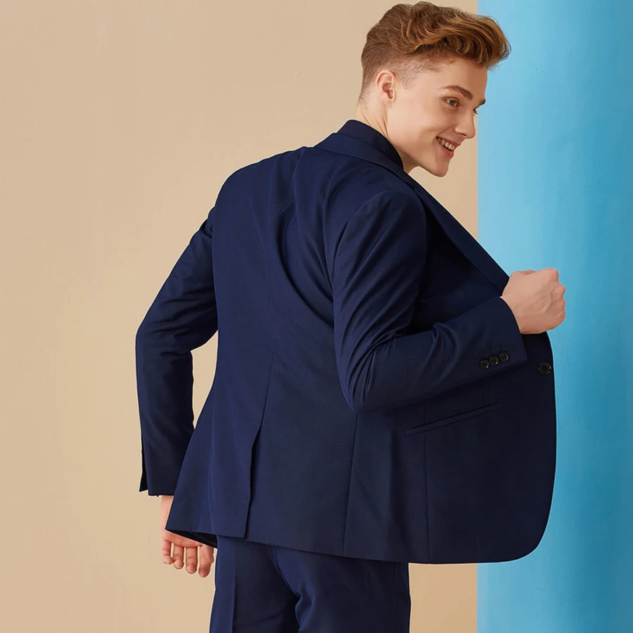 Navy Blue Men Business Suit Wedding Dress Mens Grooming Blazer Masculino Slim Fit Men Suit 2 Pieces(Jacket+Pants) Best Men 2018