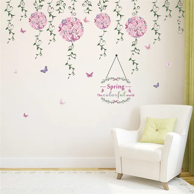 Vliegende Bloem Vlinder Bloemen Wijnstok Muurstickers Woonkamer ... Vliegende Bloem Vlinder Bloemen Wijnstok Muurstickers Woonkamer ...