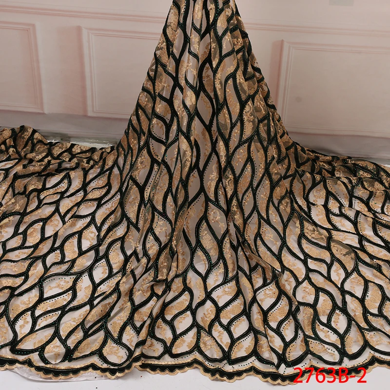 Высококачественная фиолетовая бархатная кружевная ткань, африканская кружевная ткань с вышивкой, ткань для женского платья AMY2763B-1