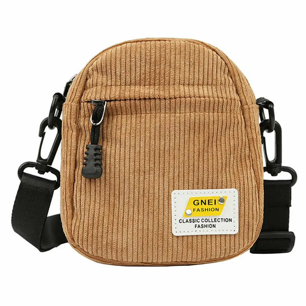 Brand New Women Corduroy Bags Purse Shoulder Handbag Tote Messenger Hobo Satchel Bag Casual Travel Cross Body Mini Bags - Цвет: Коричневый
