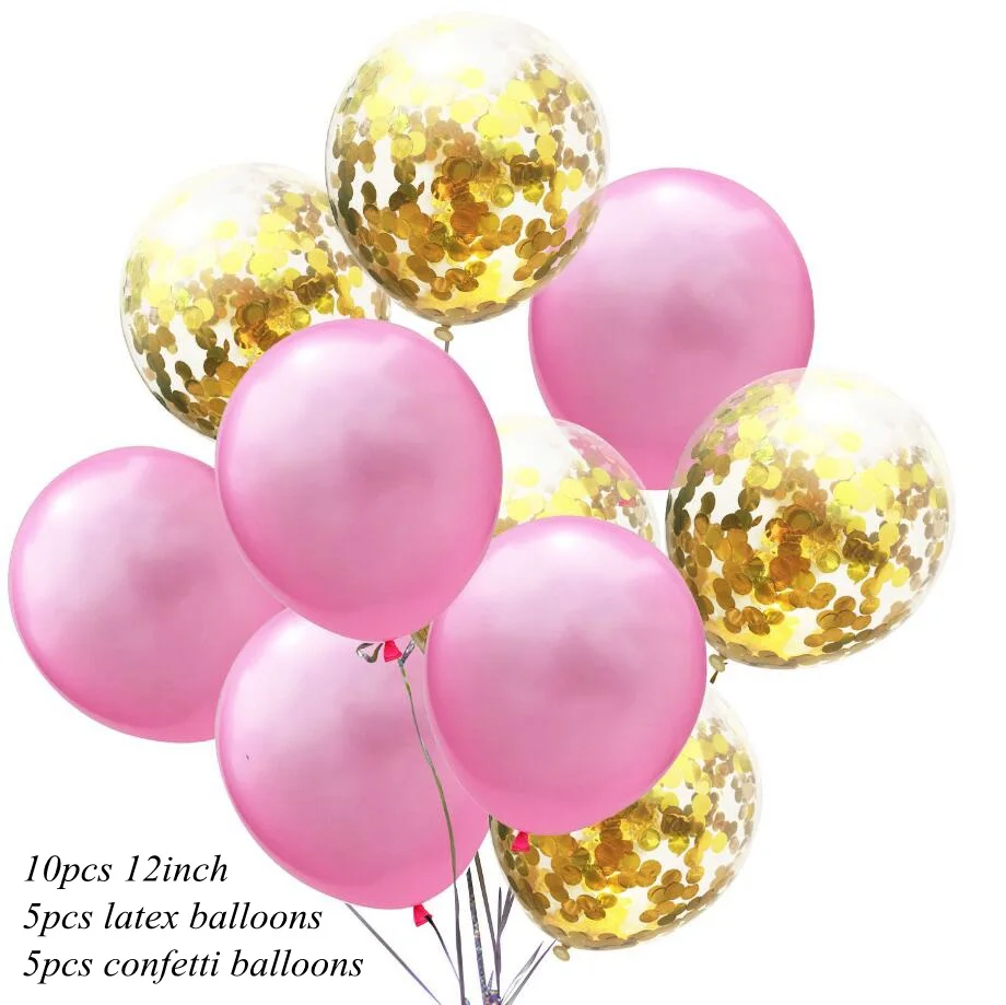 1 упаковка 12 дюймов латексные разноцветные воздушные шары с конфетти надувной шар Гелиевый шар для дня рождения свадебные принадлежности - Цвет: 5 gold con 5 pink