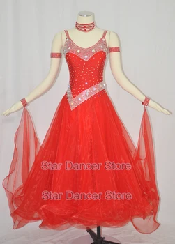 

Waltz Ballroom Dancing Dress 2019 New Design Red Standard Ballroom Skirt Women Ballroom Competition Dance Dresses