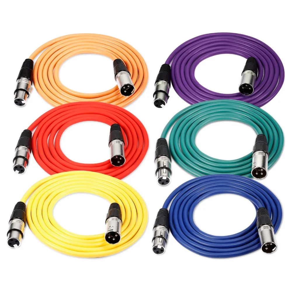 Neewer 6 Pack 6 5ft 2M XLR Male To XLR Female Color Microphone Cables Rubber Shielded