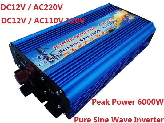 Цифровой дисплей 3000 Вт DC12V/24 В/36 В/48 В к AC120V/220 Чистая синусоида Инвертор усилитель