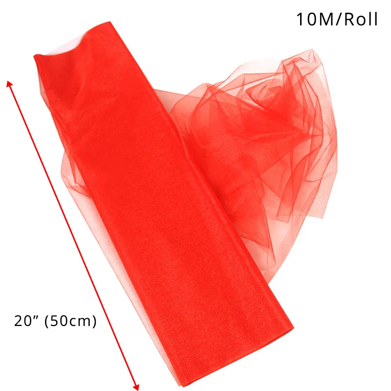 50x10 см органза со стразами свадебная пряжа Тюль рулон отвесный день рождения, мероприятие, вечеринка поставки Гавайские Свадебные украшения для вечеринки - Цвет: red