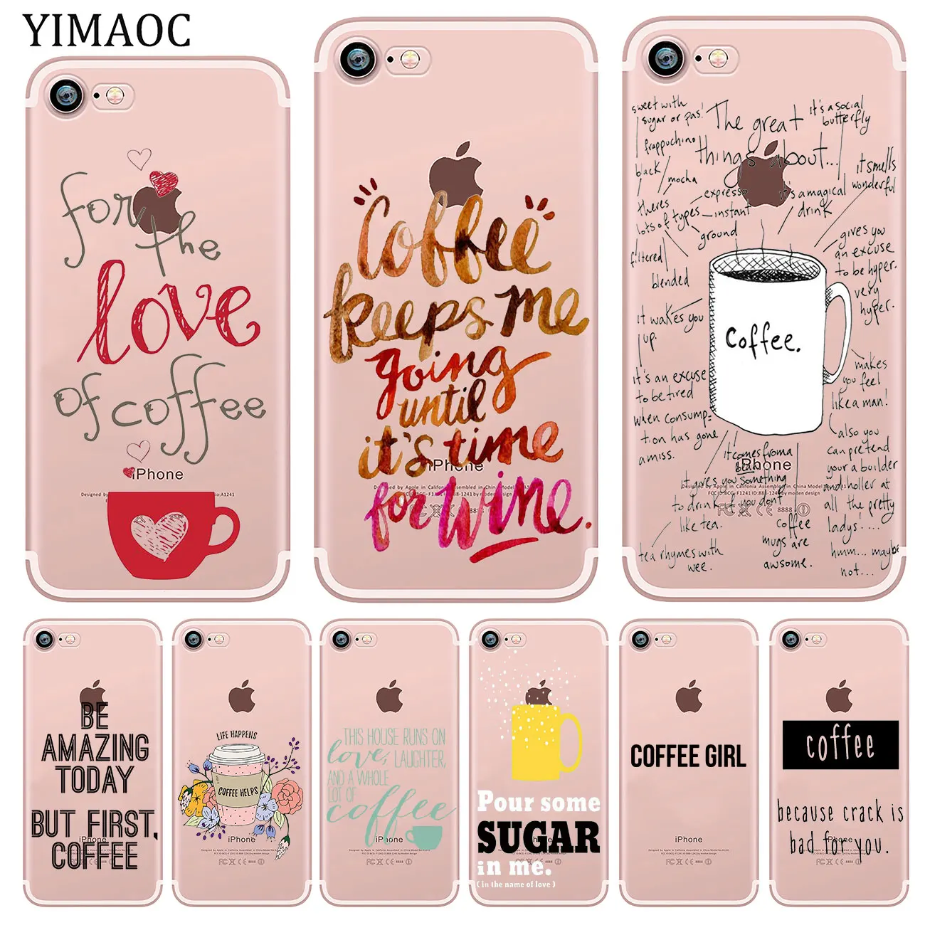 

YIMAOC Coffee Wine Brown Magenta Ombr Soft Silicone Phone Shell Case for iPhone X XS Max XR 5 5S SE 6 6S 7 8 Plus 10 TPU Cover