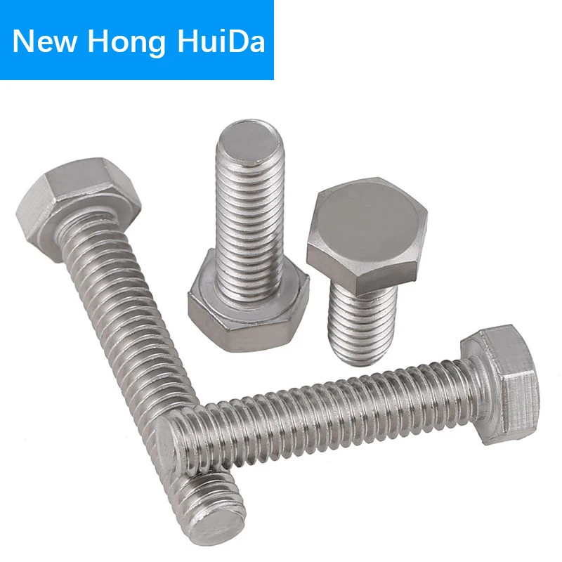 

M4 DIN933 Hex Flat Head Bolts Thread Metric Hexagon Screws Electrical Machine Equipment Wheel Construction 304 Stainless Steel